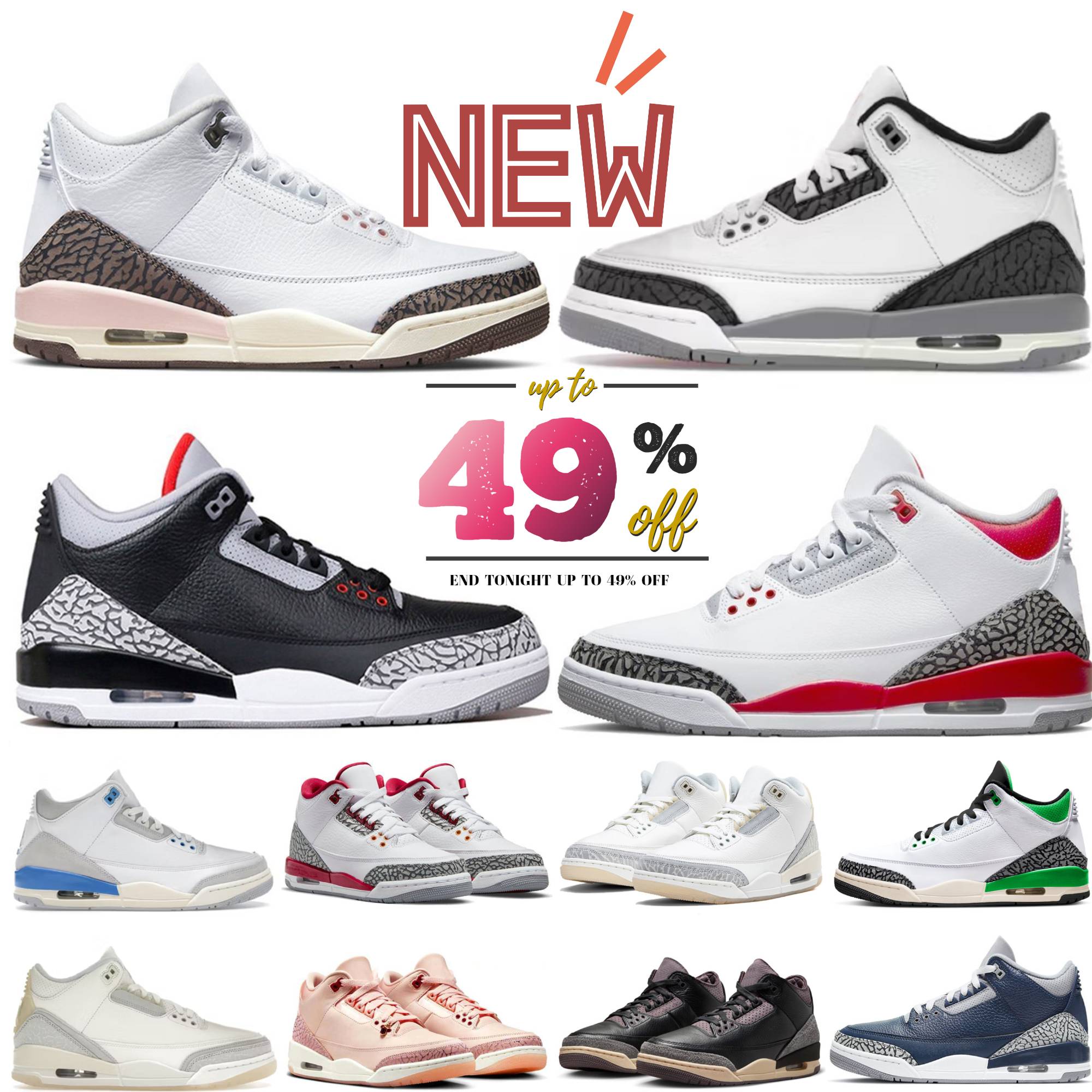 Designer 3s Unc Basketball 3 Shoes Top Mens Womens shoe Jump Lucky Green Cool Pink Wizards Slim Shady Cardinal Fire Red Court Purple Black Cat Grey Pine j3 mans Sneakers