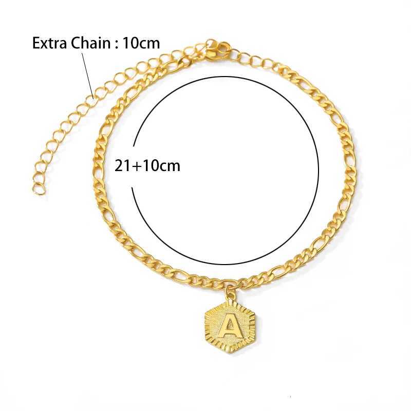 A-Z Initial Letter Anklets For Women Stainless Steel Anklet 21cm + 10cm Figaro Chain Summer Beach Accessories Jewelry Gift 2023 Y250805