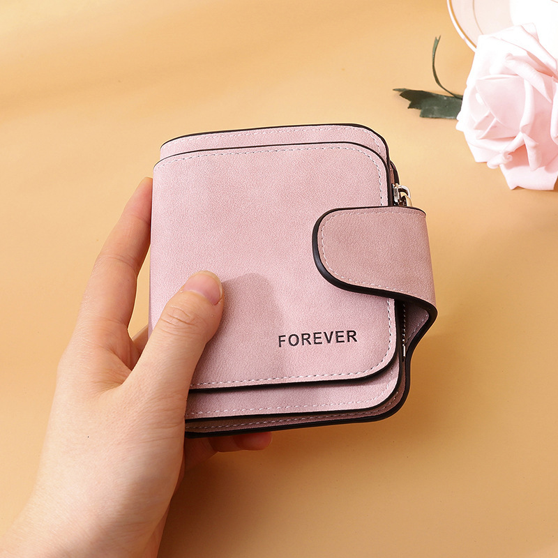 New Women's Wallet Multi-Card Slot Buckle Matte Leather Short Coin Purse High-End Large Capacity PU Card Holder