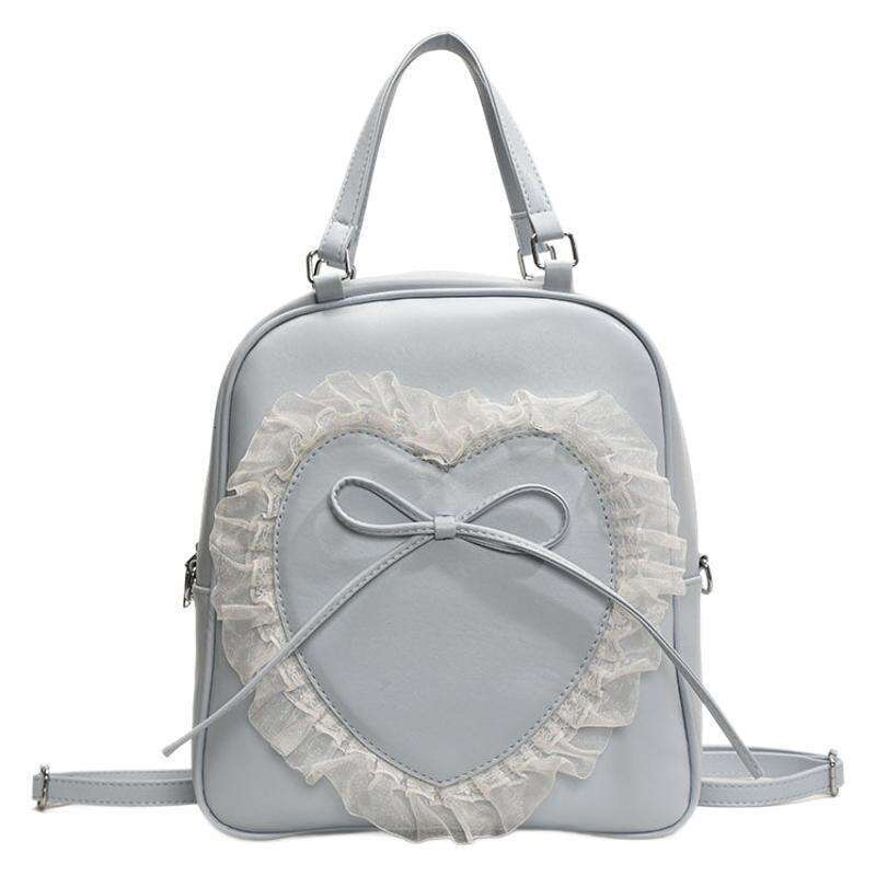 Large Capacity Handbag for Women Fashion Sweet Lace Heart Bow Backpack-for Teen Girls and Young Women