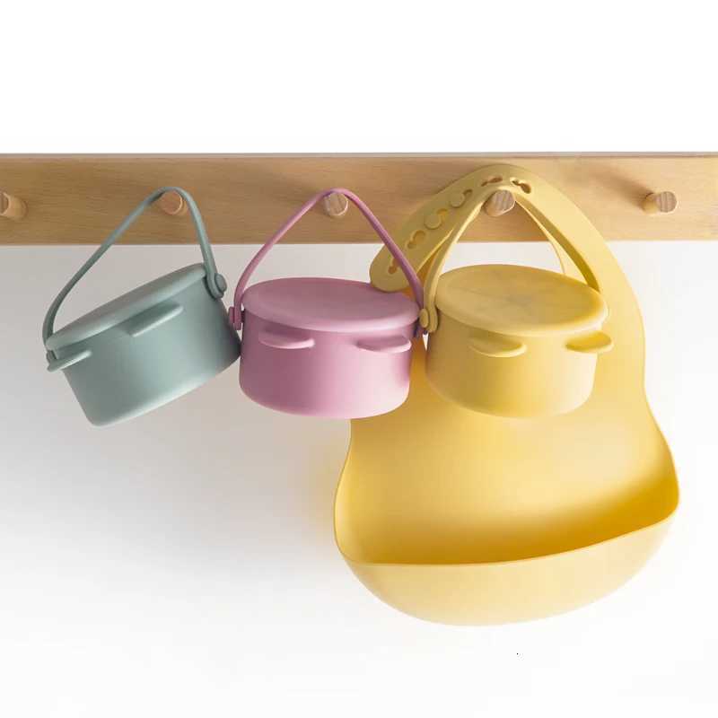 Portable Kawaii Cartoon Bear Shape Baby Silicone Snack Cup Feeding Solid Food Storage Box Container With Lid Baby Supplies X2508061