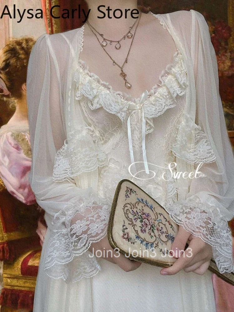 French Sweet Vintage Fairy Dress Women Autumn Lace Sexy Casual Korean Dress Female Court Chiffon Elegant Long Strap Dresses