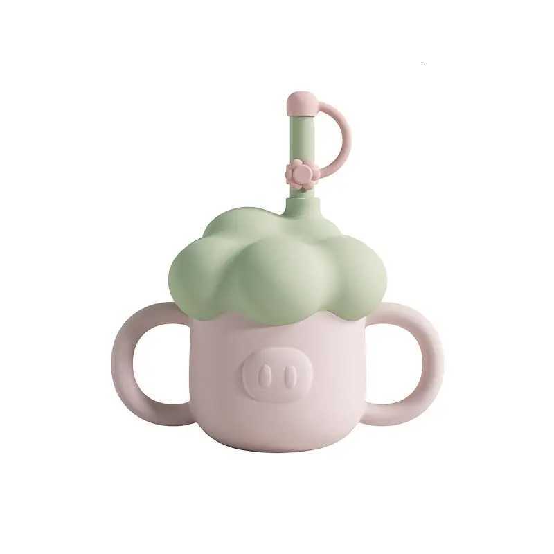 Banshil Baby Learning Feeding Cup Kid Feeding Drinkware Straw Bottles Anti-Hot Leakproof Silicone Tableware Toddler Water Bottl X2508061