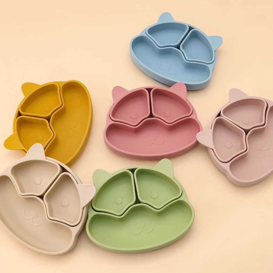 New BPA Free Baby Sucker Silicone Dining Plate Cartoon Children Dishes Plate Toddle Training Tableware Kids Feeding Bowls X250806