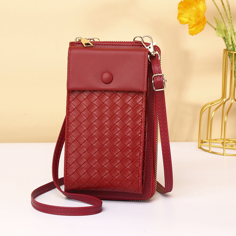 Niche Bags for Women New Wallet Woven Pattern Single Shoulder Crossbody Small Versatile Ins Style Phone Bag Portable
