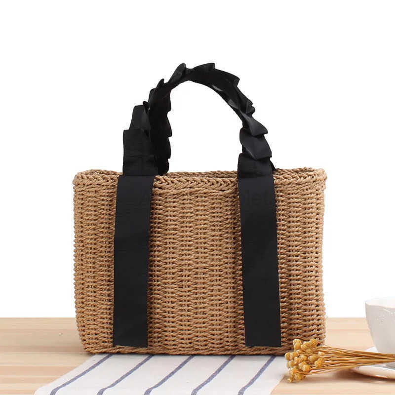 Summer Woven Straw Handbags for Women Bohemian Beach Tote Shopper Purses Boho Paper Knitting Basket Shoulder Bag Clutch New M250806