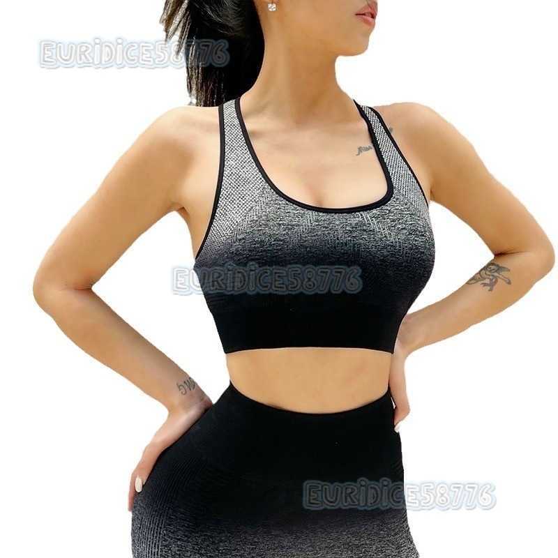 Gradient Sports Backless Shockproof Running Bra Fitness Yoga Outfit Shorts Tank Top Bra Womens Set H250806