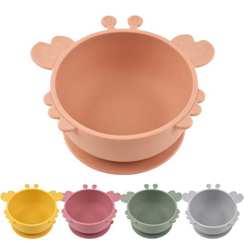 Children Dining Plate Cartoon Crab Suction Cup Anti-Slip Food Grade Silicone Baby Self-Feeding Training Complementary Food Bowl X250806