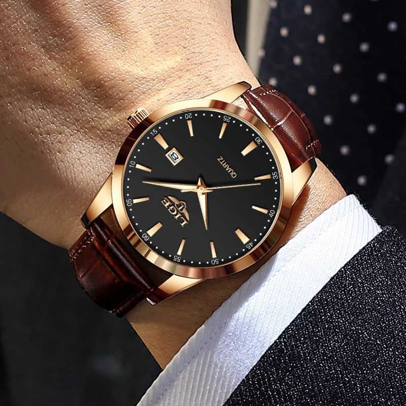 LIGE Military For Men Fashion Business Men Casual Leather Sport Waterproof Mens Quartz Watches Reloj Hombre W250806