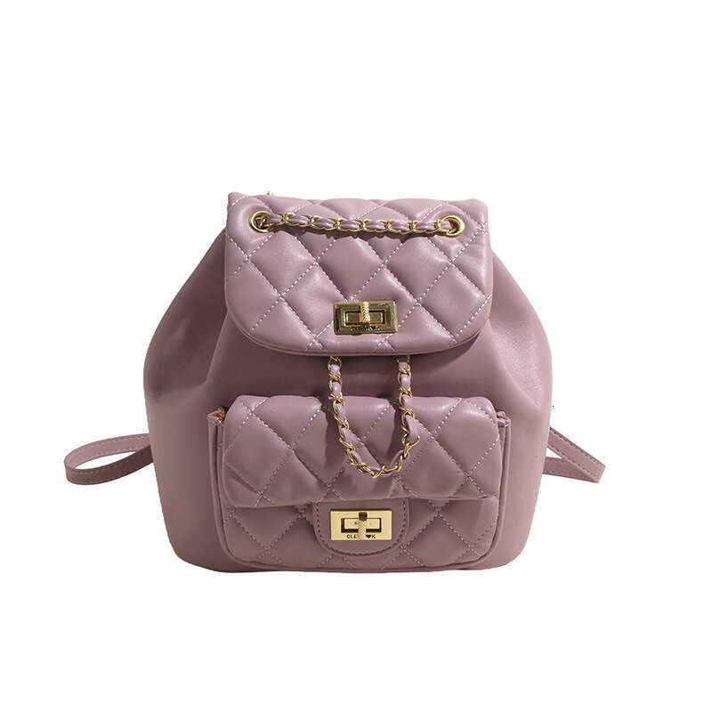 Mini backpack with chain decoration -2 pocket design, adjustable shoulder strap, perfect for women's daily use and travel