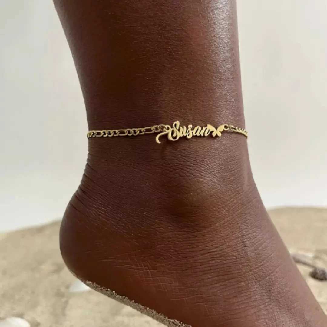 Custom Stainless Steel Crown Name Anklet Women Men Jewelry Personalized Gold Color Nameplate Leg Chain Daily Wearing Accessories Y250805