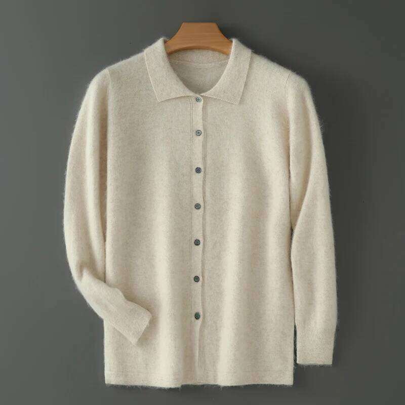 Maillard Polo Collar Sweater Autumn/Winter 2024 Casual Business Men 100% Pure Mink Cashmere Cardigan Large Size Knit Jacket 250806