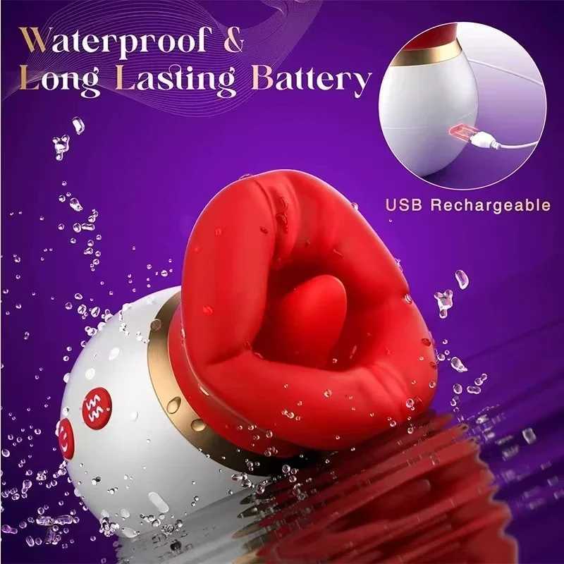 3 in 1 Mouth Sucking Vibrator for Women Rose Tongue Licking Sucking Adult Sex Toys Anal Clit Nipple Vibrators for Female Couples XJ250806