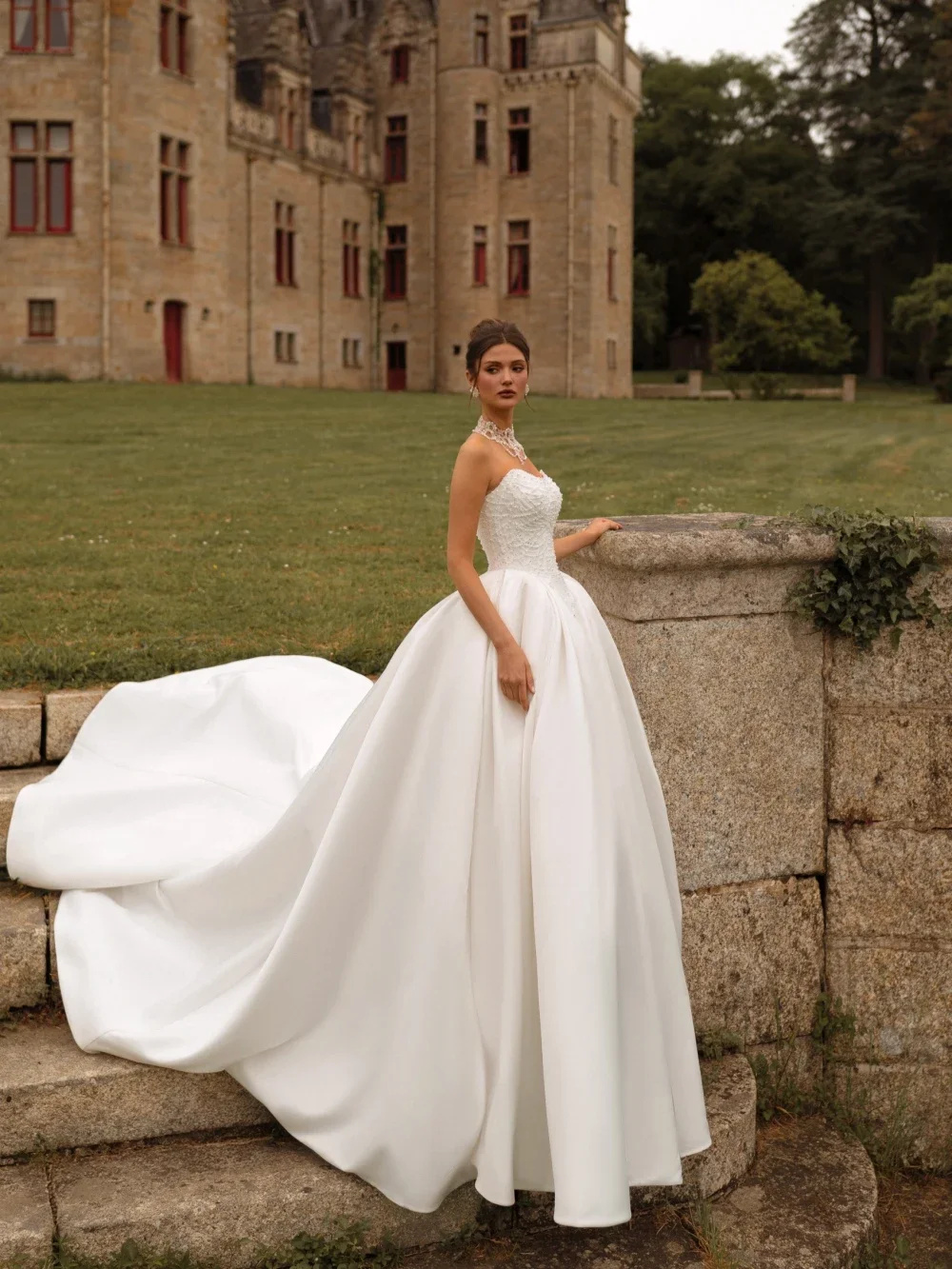 Simple Satin A Line Wedding Mermaid Dresses Sexy Strapless Pearls Bridal Gowns Customized Beaded Party Dress Vestido De Novia