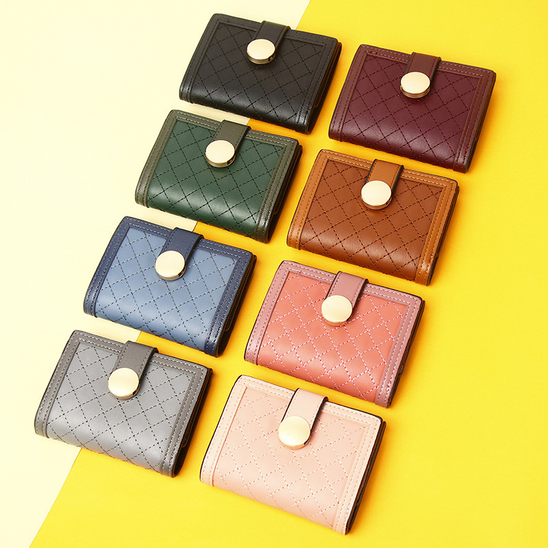 Korean Style New Quilted Embroidered for Women Fashion Versatile Multi-Card Slot Ladies Short Wallet