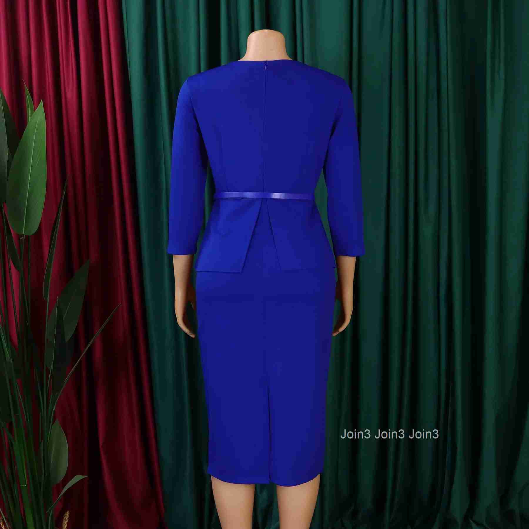 Elegant Office Dresses for Women O Neck Short Sleeve Sheath Package Hips Mid Calf Formal Business Work Wear Dress Midi Cloth New