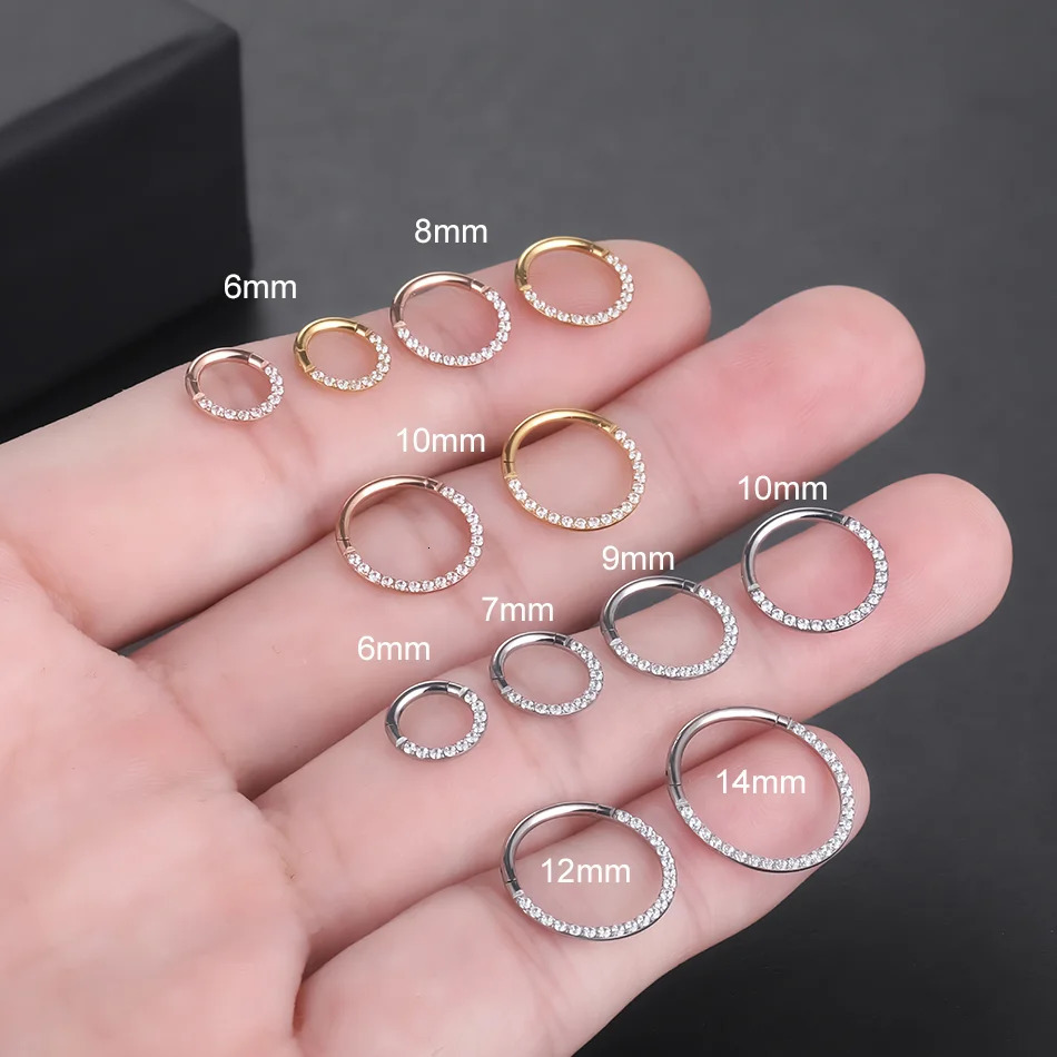 1/10Pcs G23 14G/16G/18G Nose Rings Hinged Segment Ear Cartilage Tragus Earring Hoops Septum Clicker Piercing Jewelry 250805