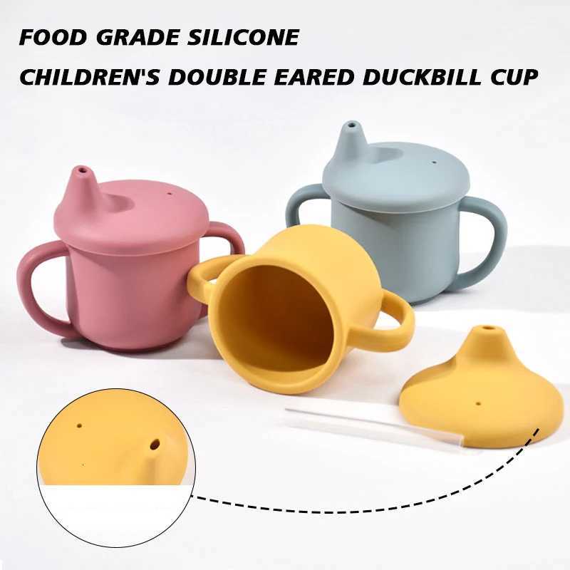 100% Food Grade Silicone Baby Feeding Drinkware Double Handle Leakproof Kids Learning Drink Cup BPA Free Toddler Water Bottle X2508061