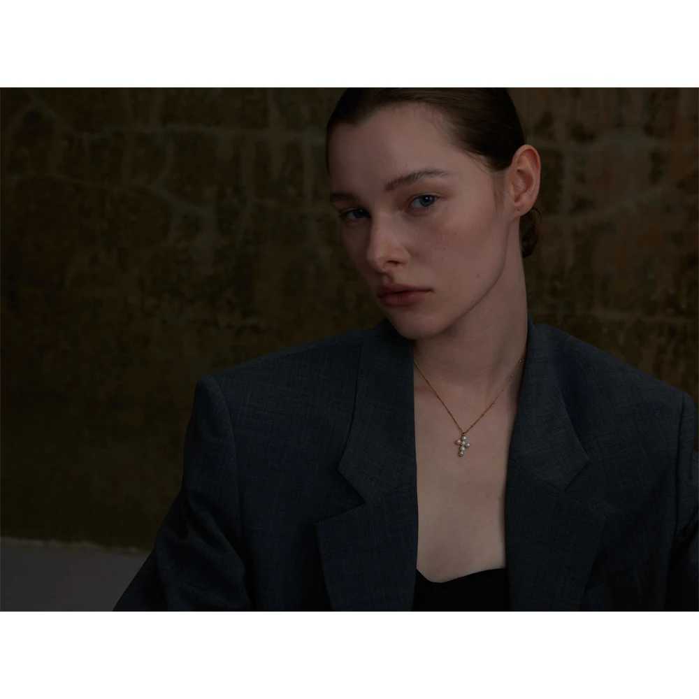 Yhpup Luxury Exquisite Stainless Steel Natural Pearl Fashion Cross Daily Necklace Jewelry Gift for Ladies Stylish Waterproof Y250805