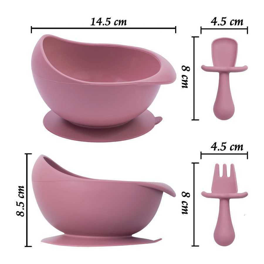 3Pcs Childrens Tableware for Babies Feeding Baby Dishes Plates for Food BPA Free Spoon and Fork Newborn Accessories X250806