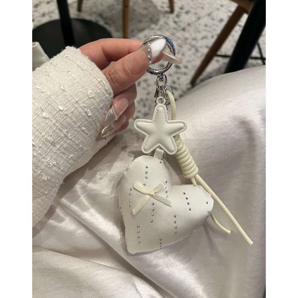 DHpet_wholesale Kawaii Bow & Heart Phone Charm - Cute Korean Style Acetate Keychain for Girls, Bag Accessory (28g) in Pink/Grey/Cream