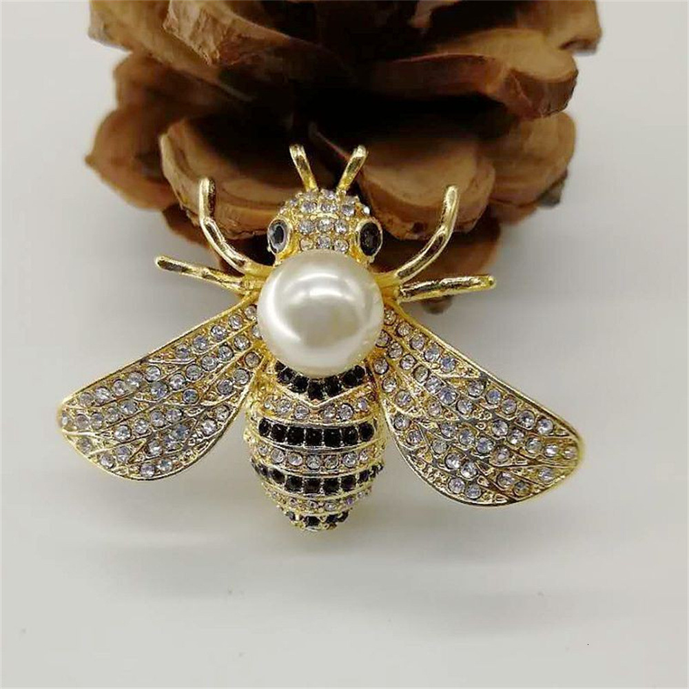 Little Bee Women's Brooch Free Shipping Designer Luxurious Full Diamond Temperament Chest Flower Simple Pearl Pin Fashion Accessory
