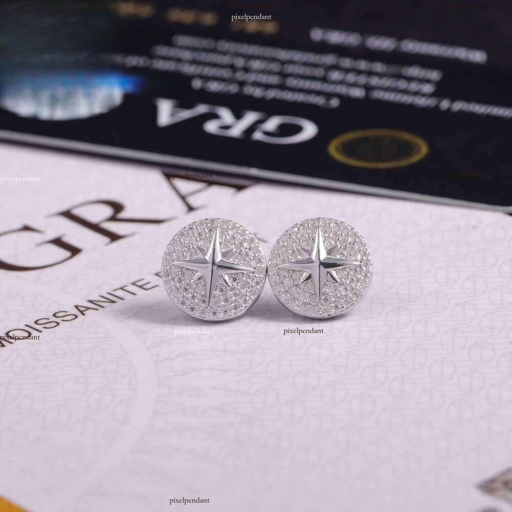 Fashion Jewelry S Men and Women Pure Sier Hip Hop Silicone Stone Stud Earrings