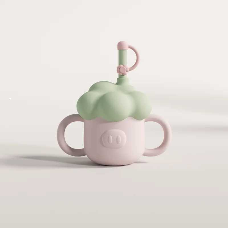 Banshil Baby Learning Feeding Cup Kid Feeding Drinkware Straw Bottles Anti-Hot Leakproof Silicone Tableware Toddler Water Bottl X2508061