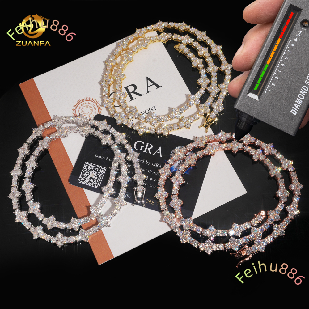 Mini Cross Hip Hop Jewelry Moissanite Tennis Chain Bracelet 925 Silver Iced Out Tennis Chain Necklace for Men and Women