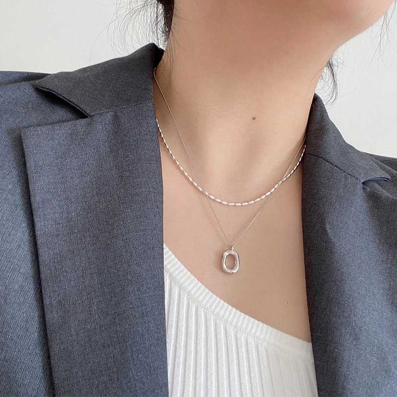 925 Sterling Silver Necklace With Simple Geometric Beads Choker Shiny And Delicate Collarbone Chain For Womens Fashion Jewelry Y250805