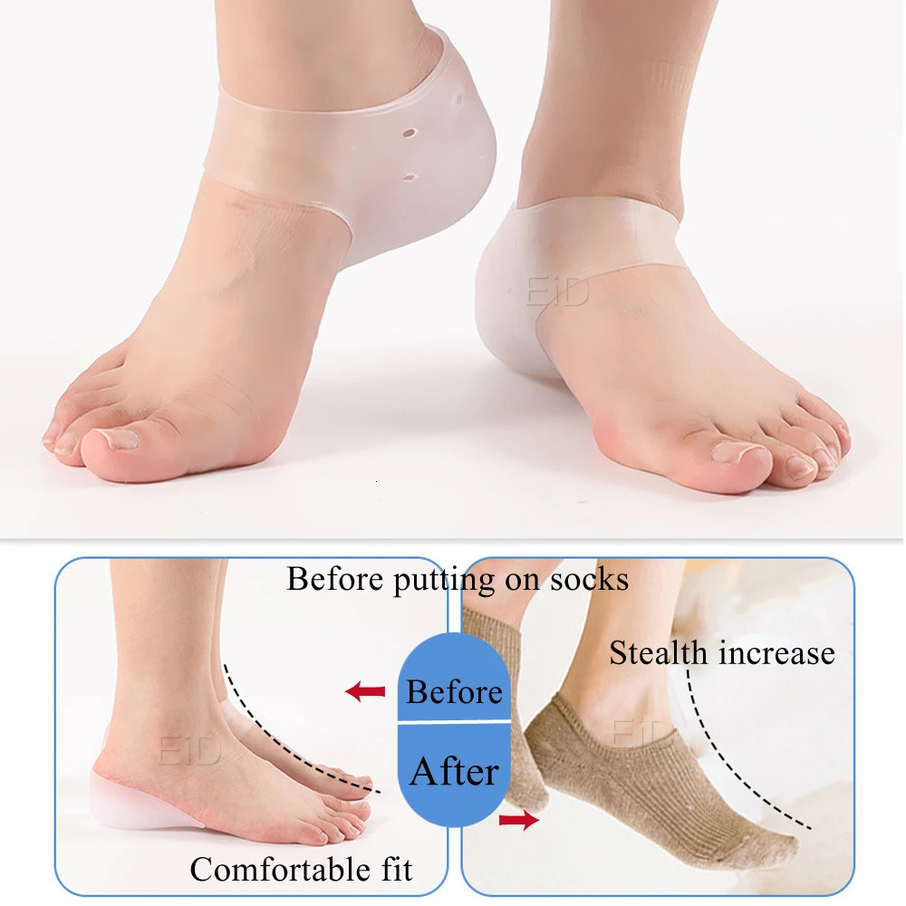 Invisible Height Increase Insole Silicone Socks Arch Support Gel Heel Pads Orthopedic Heel Cushion Soles Foot Massage man women 250805