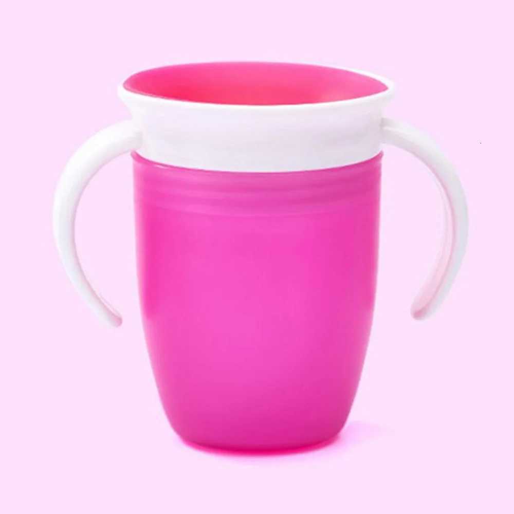 360 Degrees Can Be Rotated Baby Learning Drinking Cup with Double Handle Flip Lid Leakproof Silicone Infant Water Cups Bottle X250806