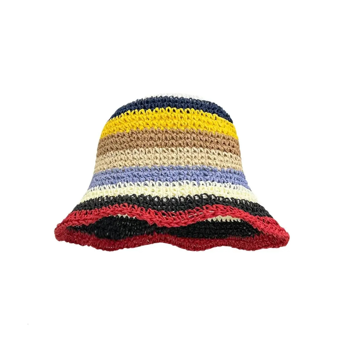 Sun Hat Womens Summer Sun Protection UV Protection 2024 Beach Vacation Fisherman Hat Rainbow Colorful Striped Basin Hat 250805