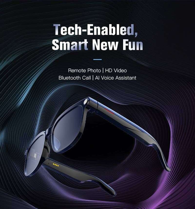 M02 Smart Glasses: AI Assistant, HD Bluetooth 5.3 Calling, 300Mah Battery, Ip65 Waterproof, 100W Pix Camera, 2H Music, 4H Talk Time