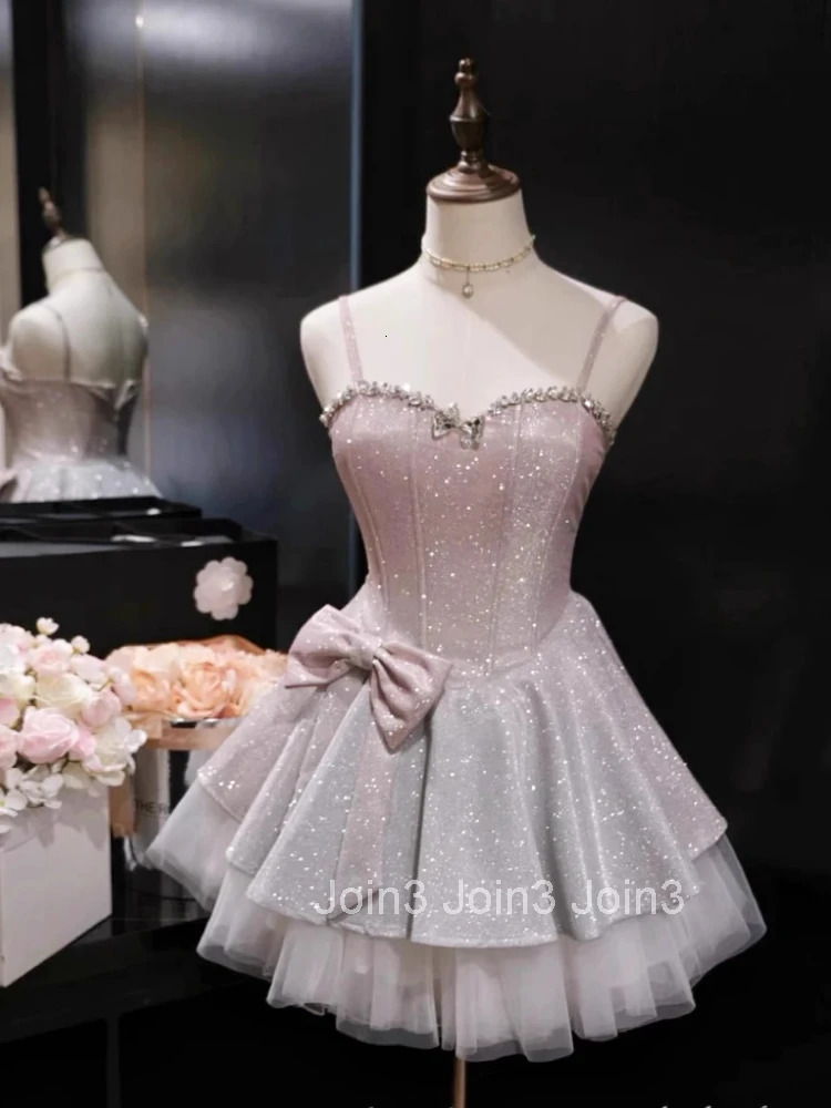 Summer French Vintage Elegant Princess Dress Women Y2k Sexy Bow Design Retro Dress Female Birthday Party Fairy Chic Outfits