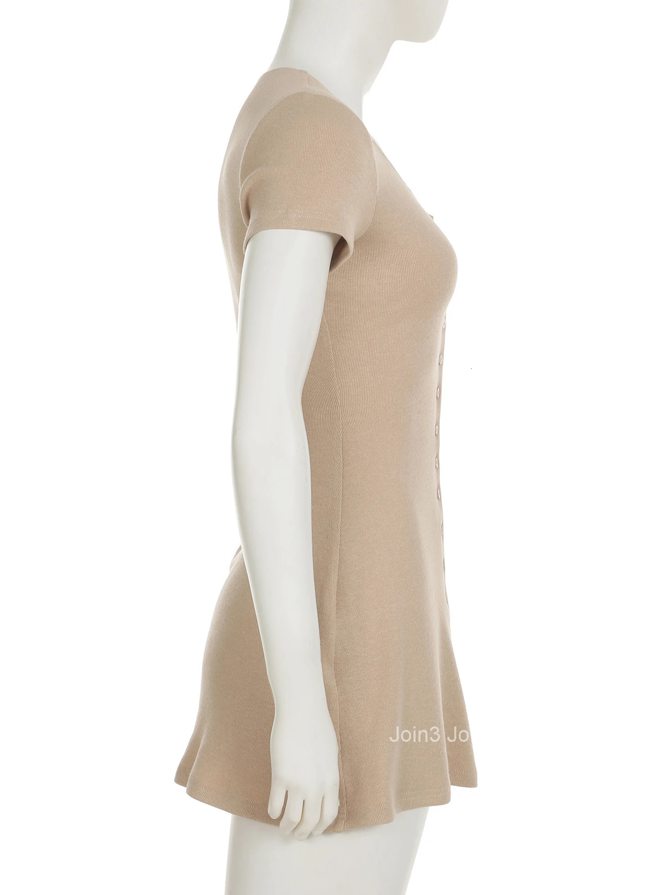 IAMSURE Basic Solid A-Line Dress Elegant Fashion Slim O-Neck Short Sleeve Mini Dresses For Women Summer Streetwear Lady