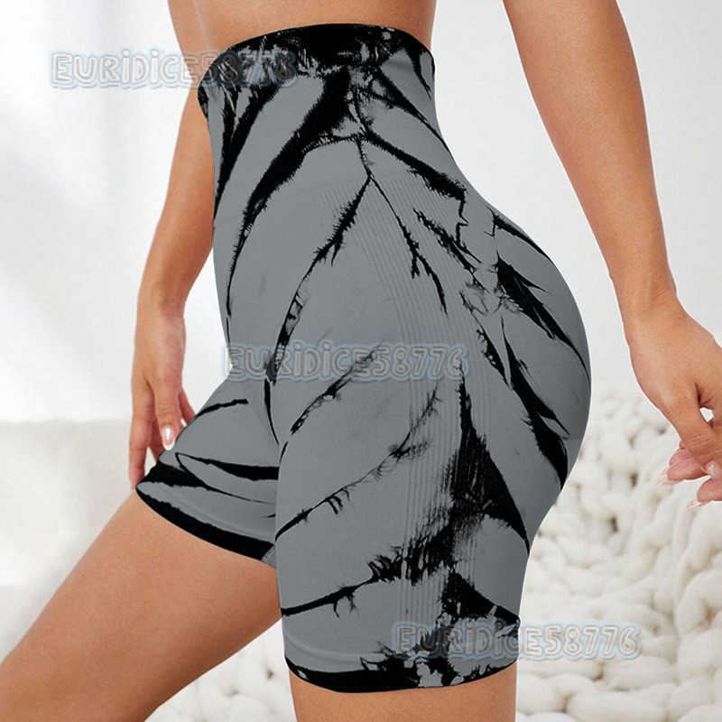 New Seamless Tie-dye Tight Yoga Pants High Waist Slimming Hip-lifting Outdoor Sports Pants Running Training Fitness Shorts H250806