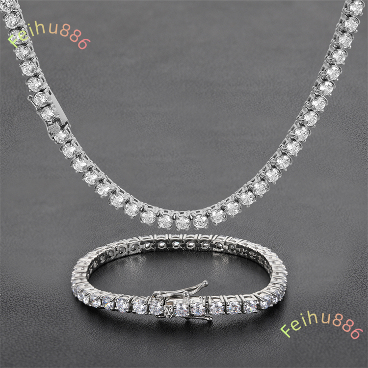 Hip Hop Diamond Iced Out Crystal Rhinestone Link Chain Necklace High Quality Moissanite Tennis Necklace for Men and Women