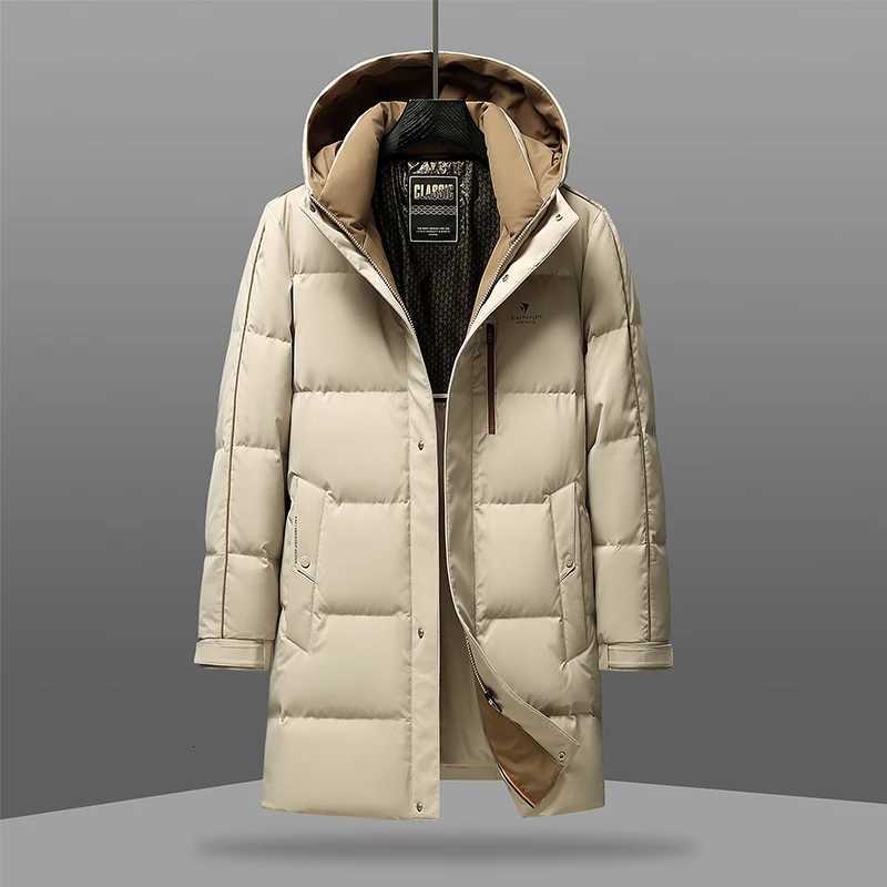 Winter Long Down Jacket Large Size Thick Warm Slim Fashion 90 Duck Down Hooded Winter Coat 2024 New Mens Wear W250806