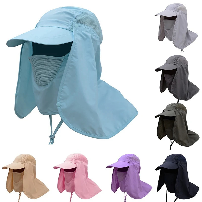 Summer Men Women Fishing Flap Caps Quick Dry Sunshade UV Protection Removable Ear Neck Cover Hats 250805