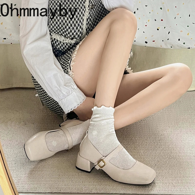 er Vintage Women Mary Jane Shoes Fashion Square Toe Shoes Spring Autumn Elegant Low Heels Sandals 250731