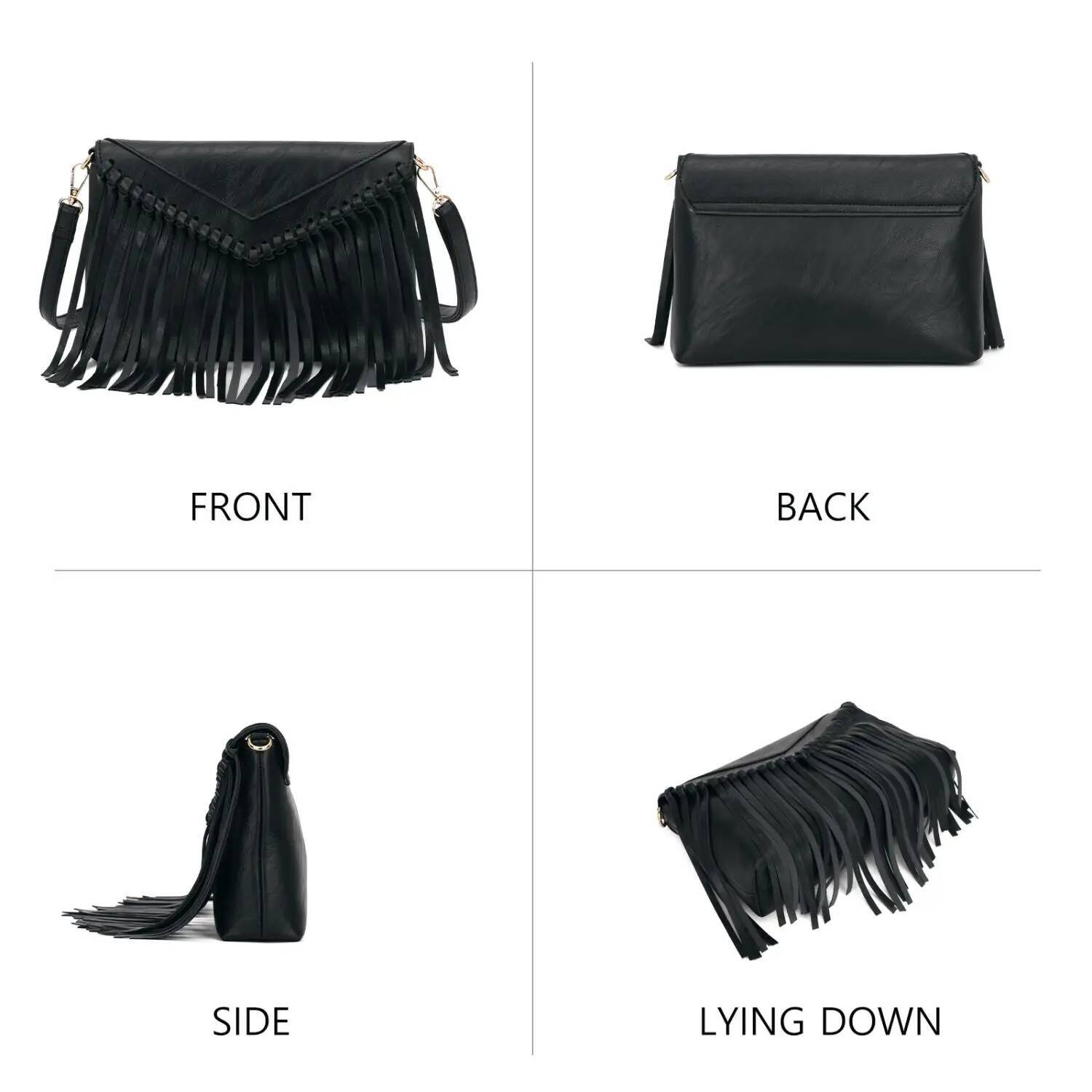 Tassel Crossbody Purse for Women PU Leather Western Hobo Fringe Handbag Shoulder Bag