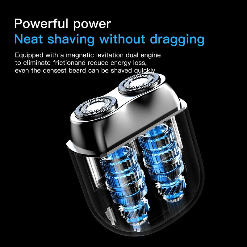 Mens Magnetic Electric Shaver With Double Floating Head Portable Travel Cordless Razor 2 Speed Adjustable Mini Beard Trimmer 250805