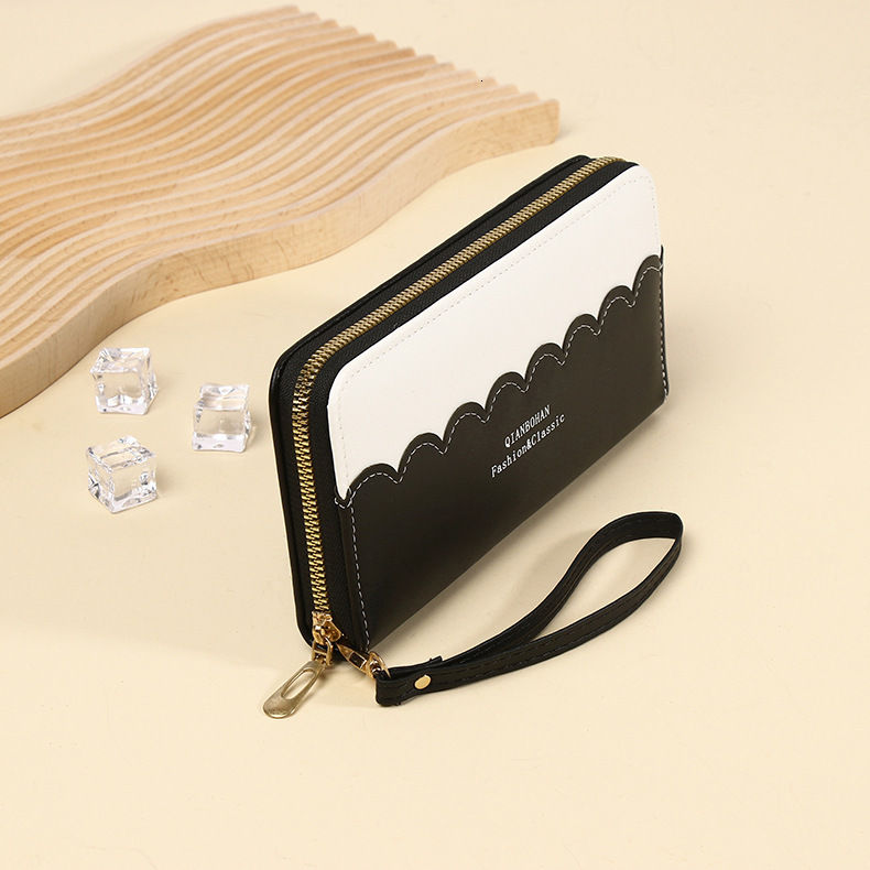 Korean Version New Women's Zipper Long Wallet Female Ins Japanese Trend Fresh Style Large Capacity Stitching Clutch