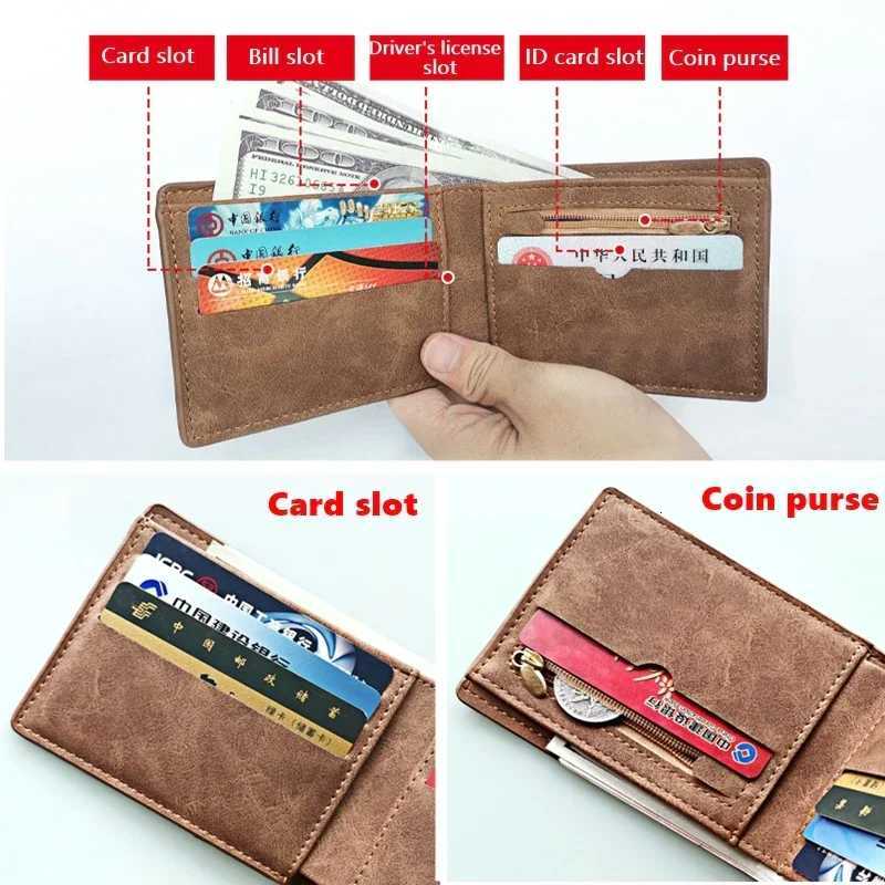 Zipper Coin Pocket Holder Wallet for Men PU Leather Wallet High Quality Minimalist Thin Short Card Holder Purse Business WalletsXJ250806