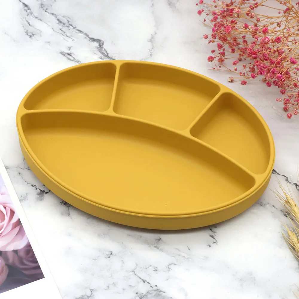 Baby Safe Silicone Divided Dining Plate With Suction Cup Children Dishes Toddler Eating Training Tableware Kids Feeding Tools X250806
