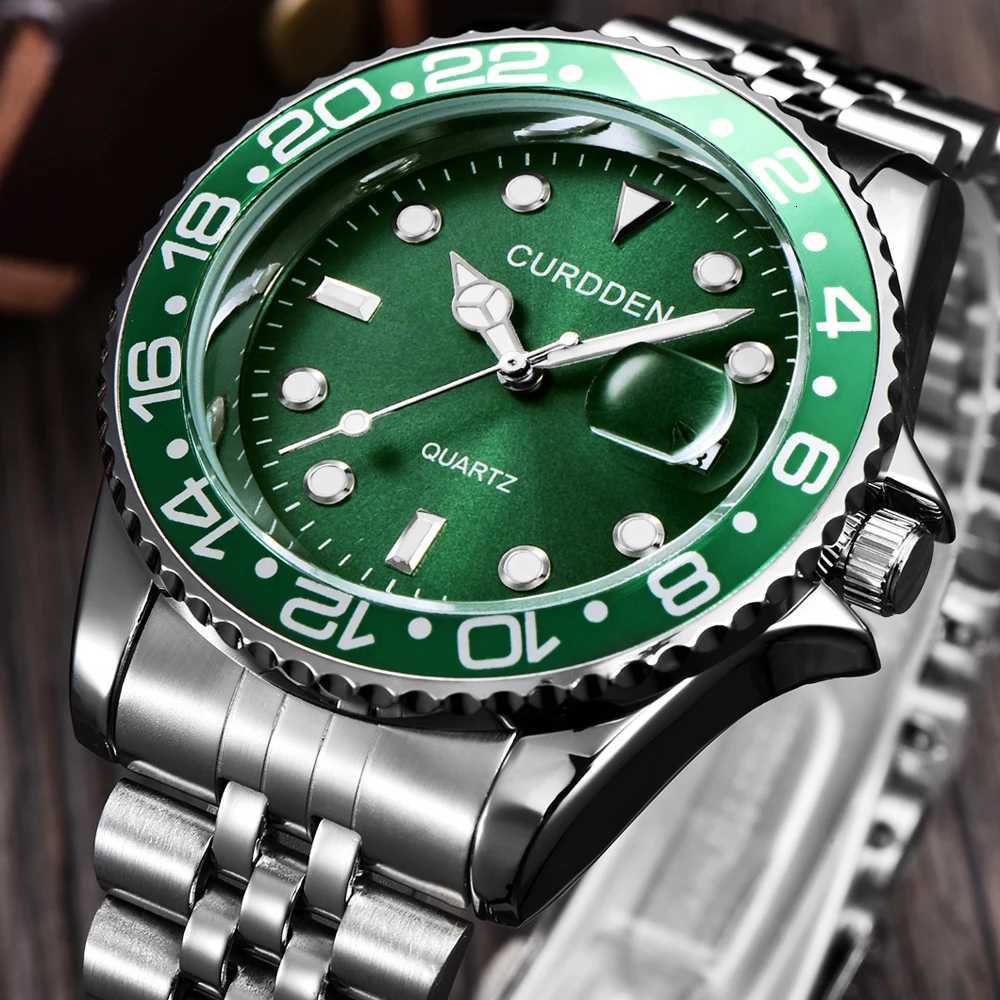 Women Big Brand Genuine Curddan 6582 Es La Casual Full Stain Steel Band Date Quartz Wrist Green Montre Homme W250806