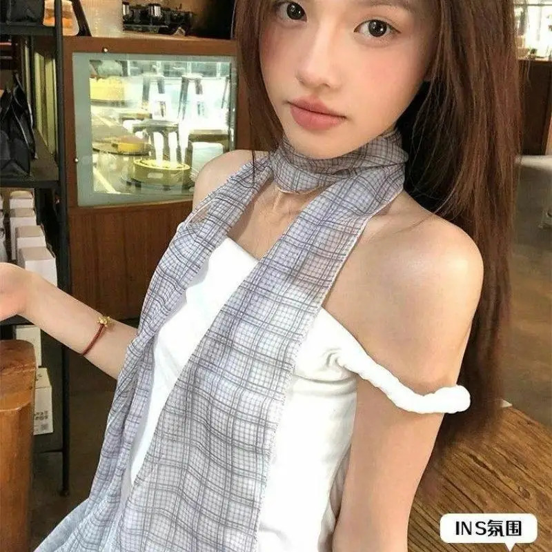 140cm Y2k Women Long Scarf Silk Bag Ribbon Headbands Choker Floral Lace Scarf Ins Long Ribbon Scarf Shawl Thin Headscarf 250806