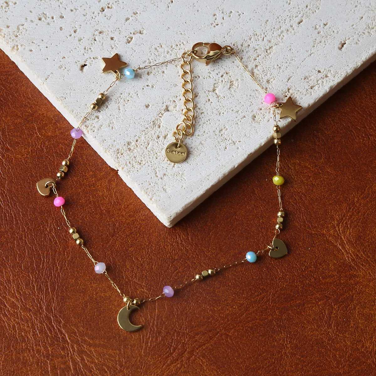 Anklets for Women Summer Beach Accessories Stainless Steel Stone Bead Chain Anklet Gold Color Leg s Bodychain Gifts Y250805