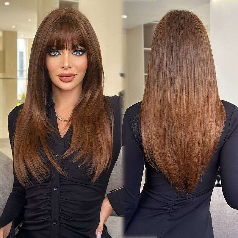 Wig Female Sandy Brown Long Straight Hair Full Headgear Wholesale